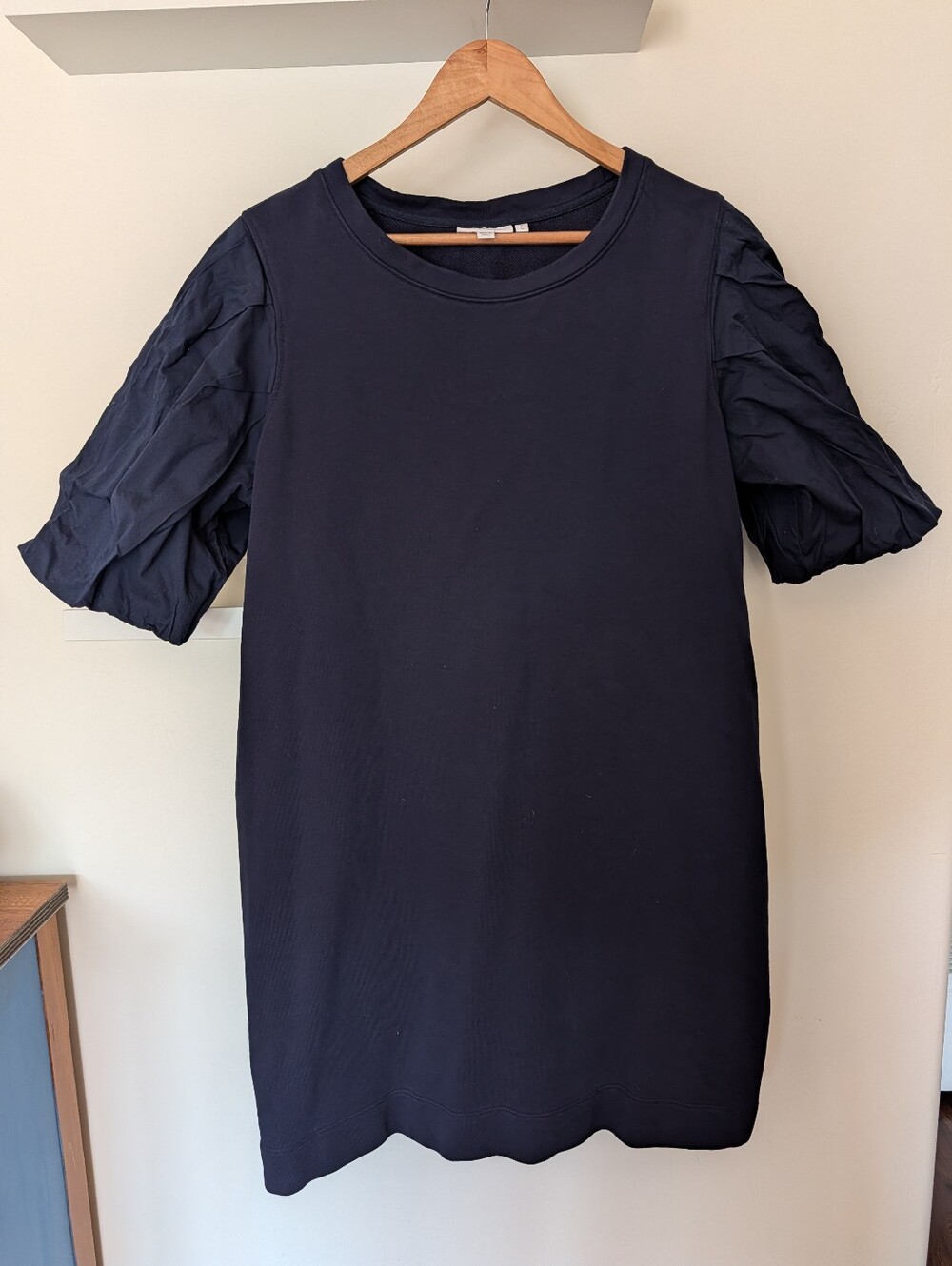 Chico's Mixed Media French Terry 100% Cotton Dress Navy Blue Sz 3/ Women's XL